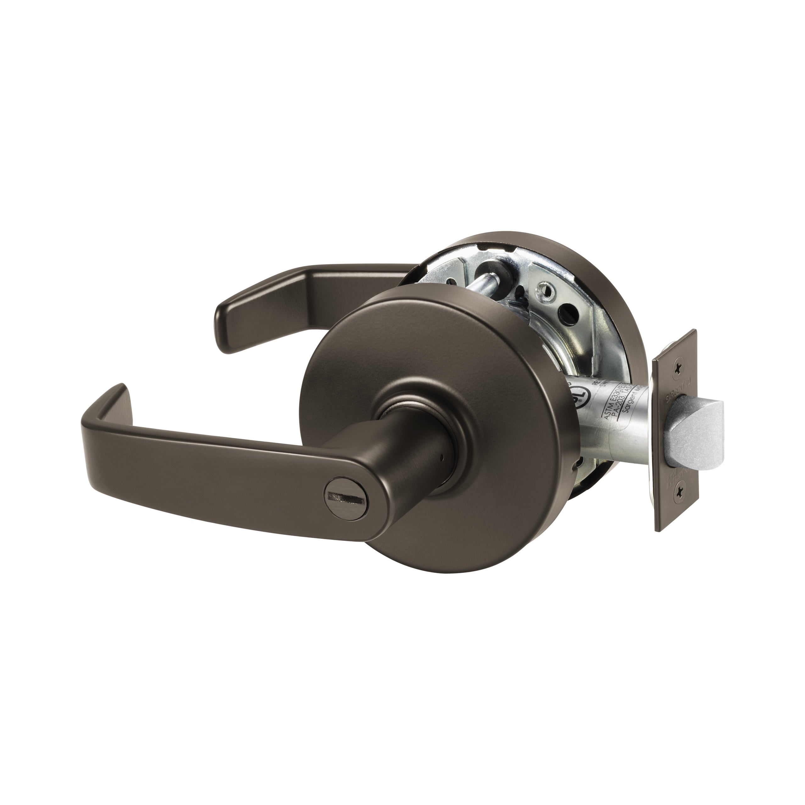 Sargent 10XU65LL10BE Privacy (F76A) Cylindrical Lever Lock Grade 1 with L Lever and L Rose with ASA Strike Dark Bronze Finish Sparrow Supply