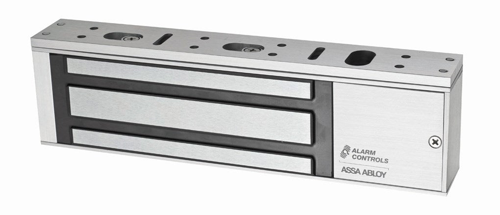 Alarm Controls 1200S Single Door 1200 Pound Magnetic Lock; 12VDC / 24VDC Clear Anodized Aluminum Finish Sparrow Supply