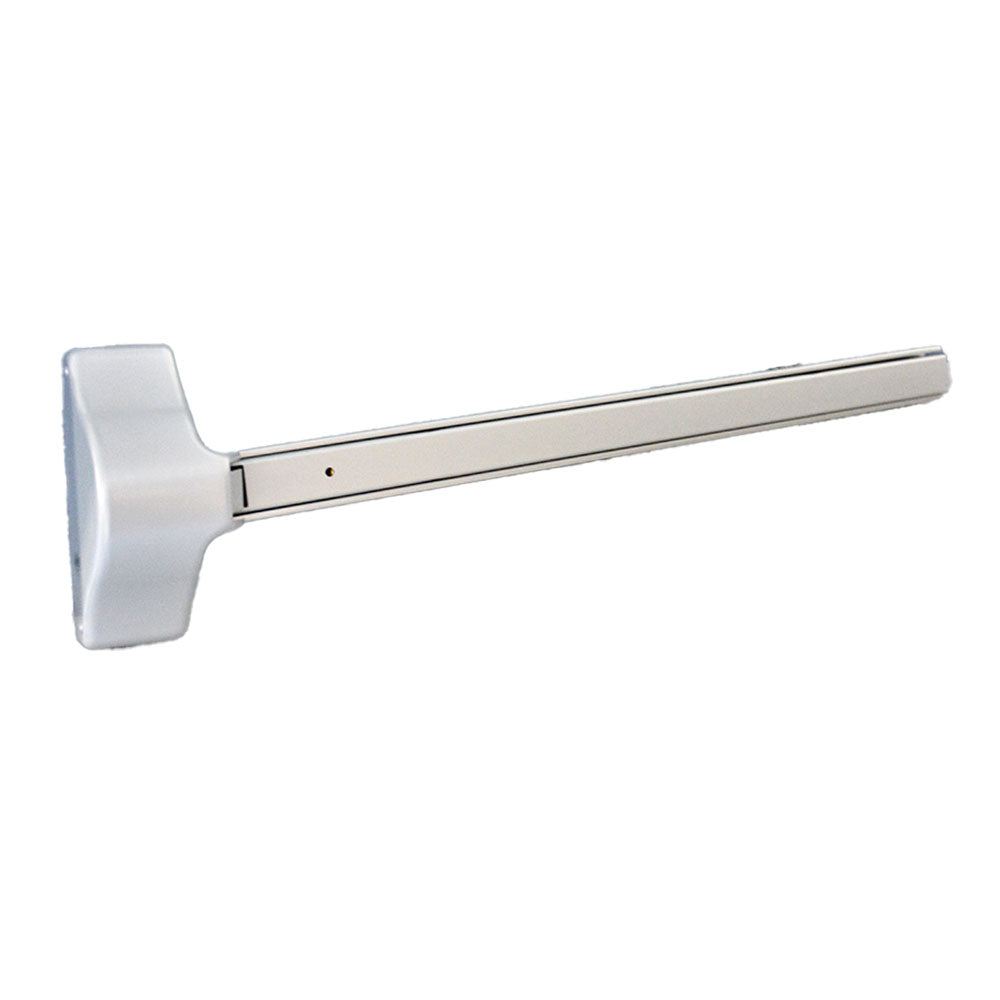 ASSA Abloy Accentra 181036689RHR Right Hand Reverse 3' x 7' Exit Only Economy Surface Vertical Rod Exit Device 689 Aluminum Finish Sparrow Supply