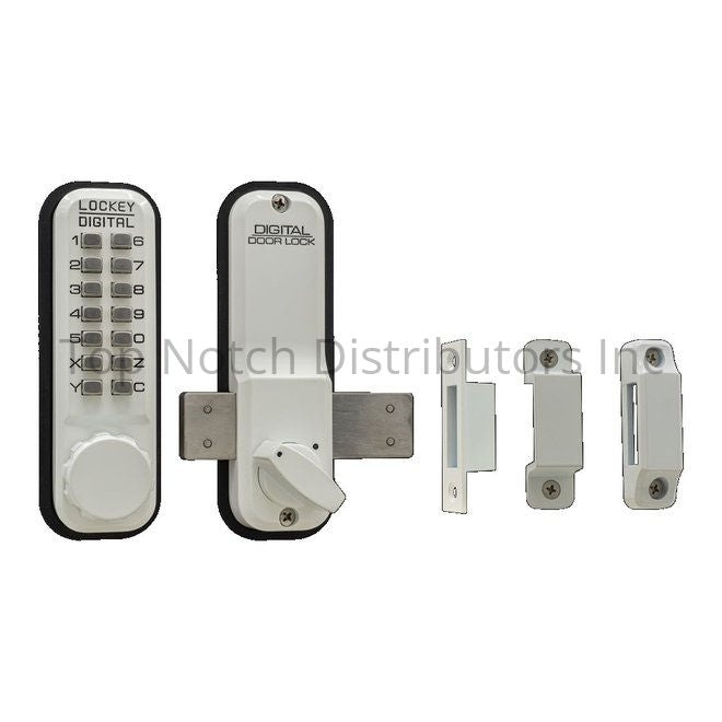 Lockey 2200WH Mechanical Keyless Surface Mount Deadbolt White Sparrow Supply