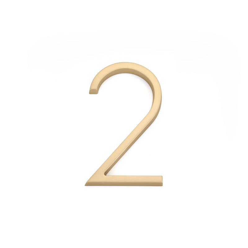Emtek 2832US4 7" Modern # 2 House Number Satin Brass Finish Sparrow Supply