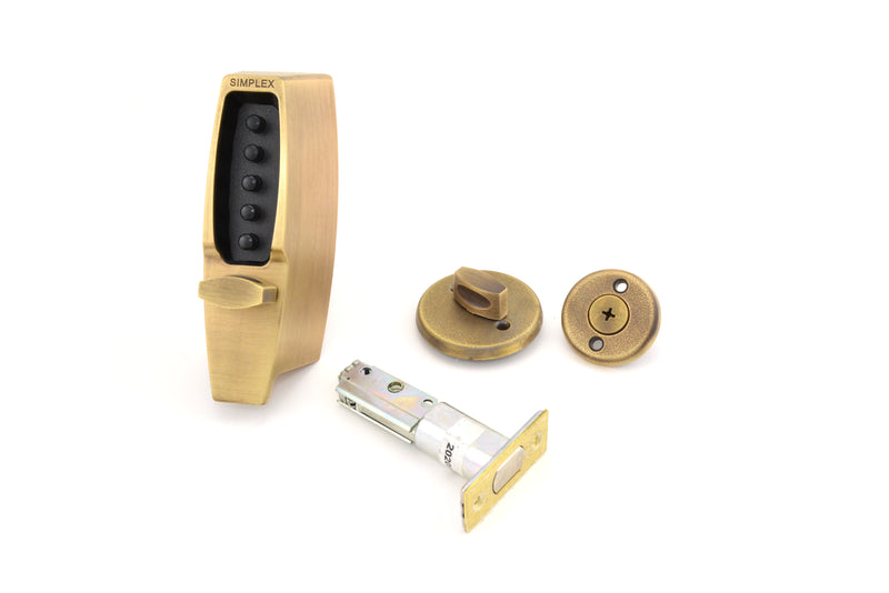 Simplex 710205 Mechanical Pushbutton Locksets - Antique Brass Sparrow Supply