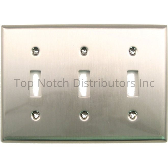 Rusticware 789SN Triple Toggle Switch Plate Satin Nickel Sparrow Supply