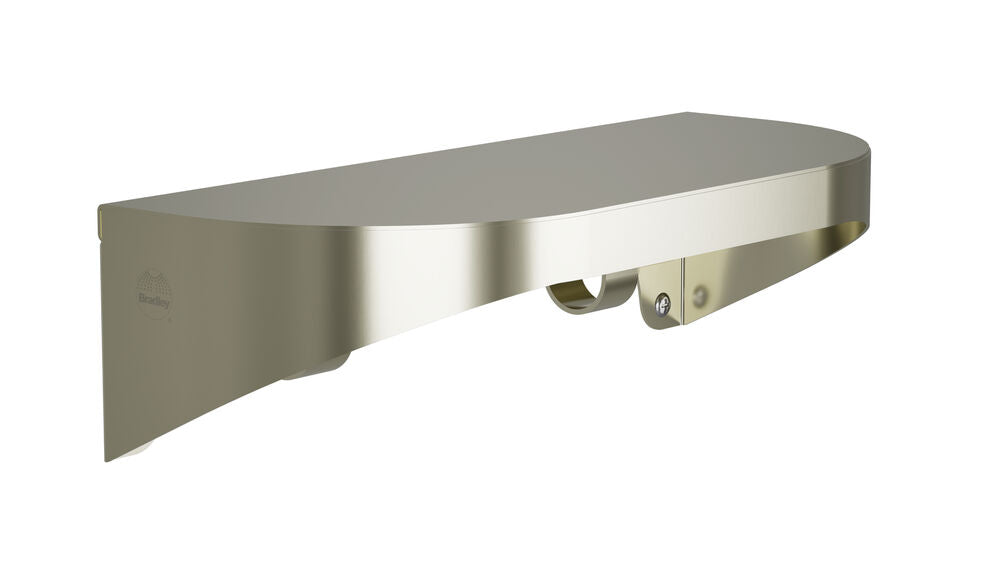 Bradley 7B2-0051296-BN Shelf, Stainless Satin, 20 Gauge-w/Hooks, 5 X 12 Brushed Nickel Sparrow Supply