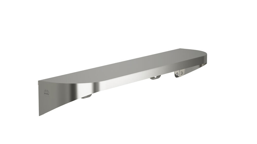 Bradley 7B2-0052496-BS Shelf, Stainless Satin, 20 Gauge-w/Hooks, 5 X 24 Brushed Stainless Sparrow Supply