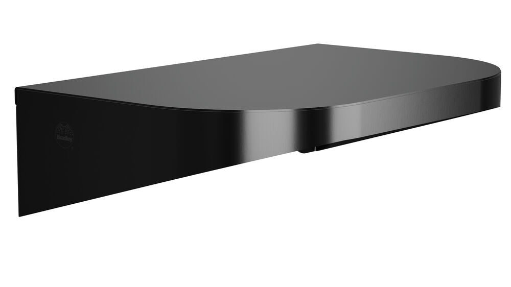 Bradley 7B2-0081296-BB Shelf, Stainless Satin, 20 Gauge-w/Hooks, 8 X 12 Brushed Black Sparrow Supply