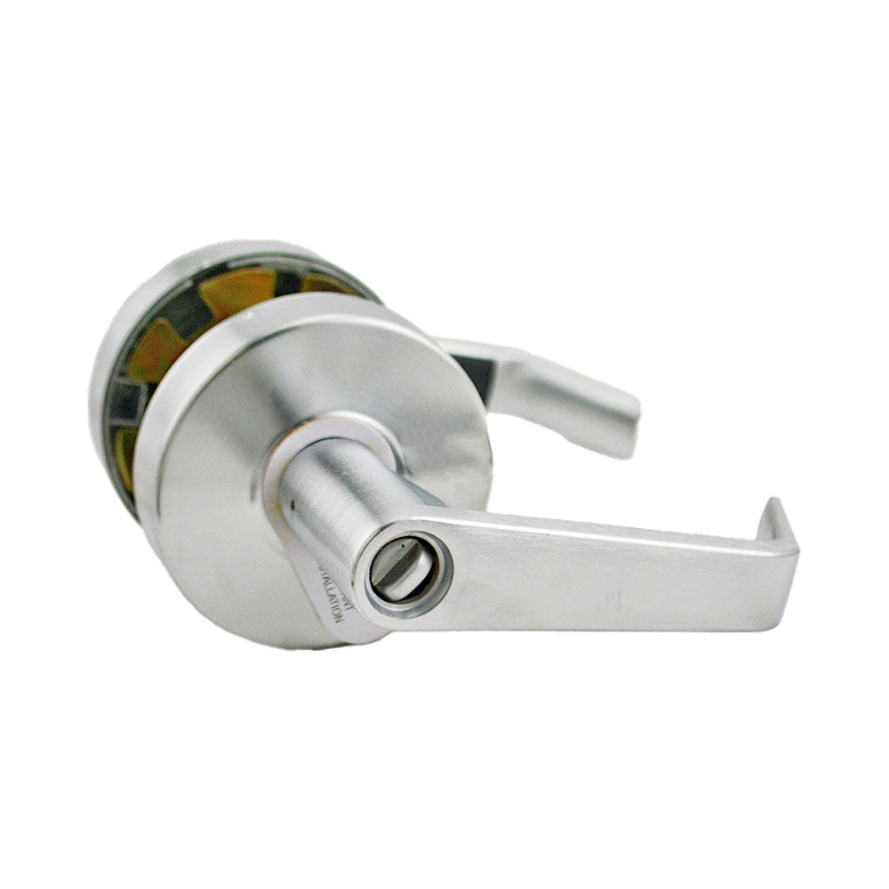 ASSA Abloy Accentra AU4607LN626LC Office Entry Augusta Lever Grade 2 Cylindrical Lock Less Cylinder, MCD234 Latch, and 497-114 Strike US26D (626) Satin Chrome Finish Sparrow Supply