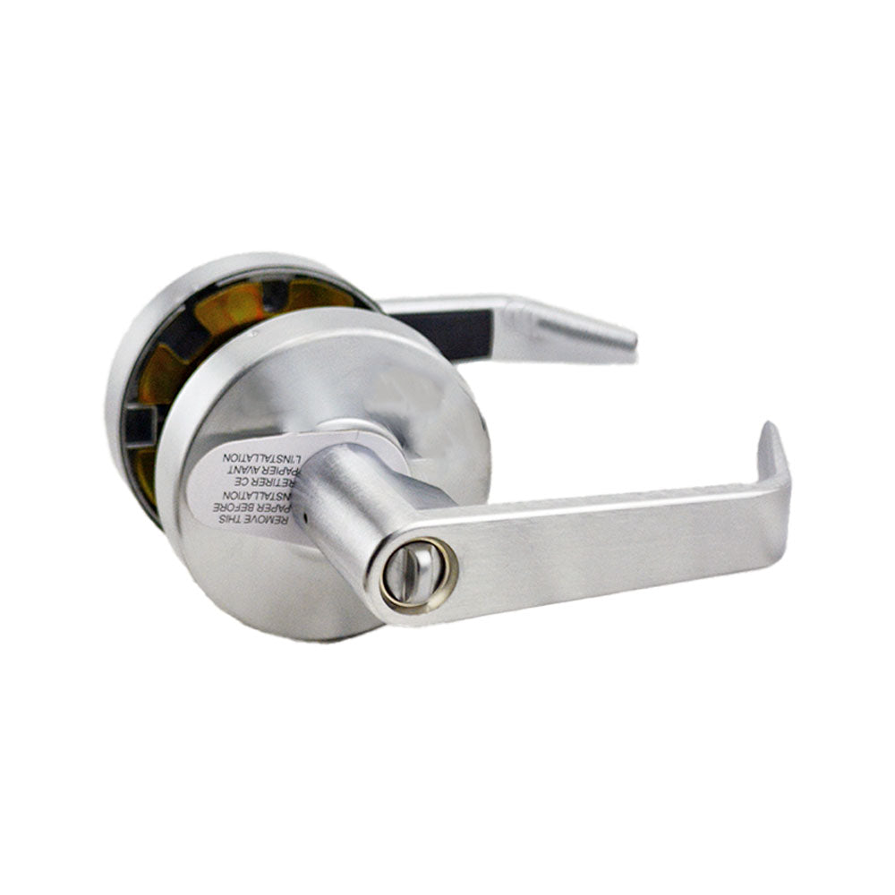 ASSA Abloy Accentra AU4607LN626 Office Entry Augusta Lever Grade 2 Cylindrical Lock with Para Keyway, MCD234 Latch, and 497-114 Strike US26D (626) Satin Chrome Finish Sparrow Supply