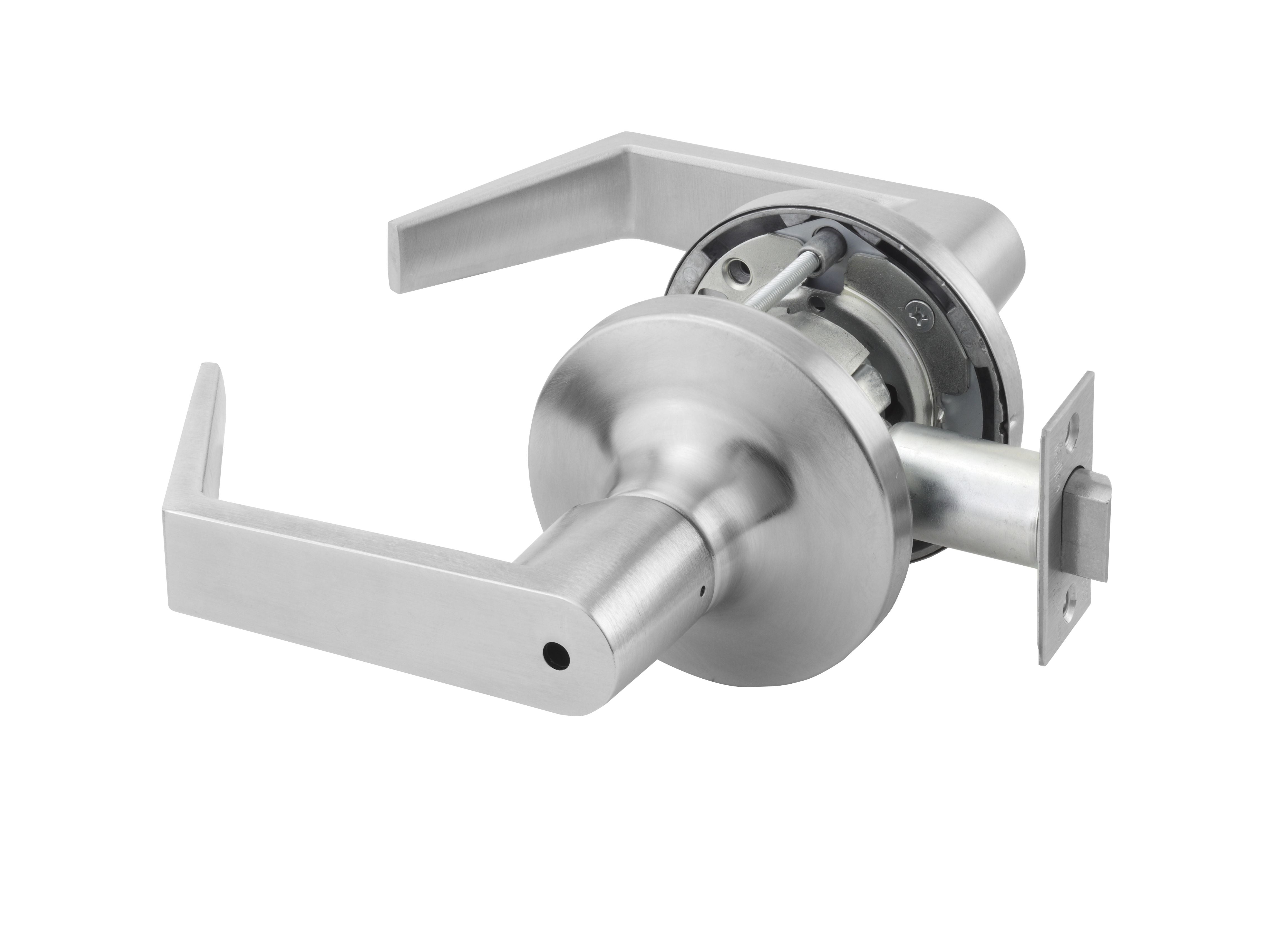 ASSA Abloy Accentra AU5402LN626 Privacy Augusta Lever Grade 1 Cylindrical Lock with 693 Latch and 497-114 US26D (626) Satin Chrome Finish Sparrow Supply