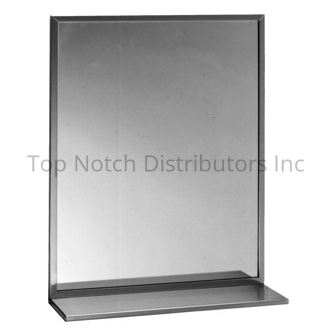 Bobrick B1661830 18" x 30" Channel Frame Mirror with Shelf Combinat... Sparrow Supply