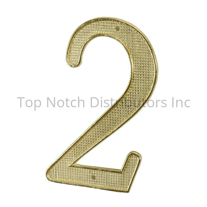 PAMEX DD07402PB 4" Zinc Nail On House Number # 2 Bright Brass Sparrow Supply