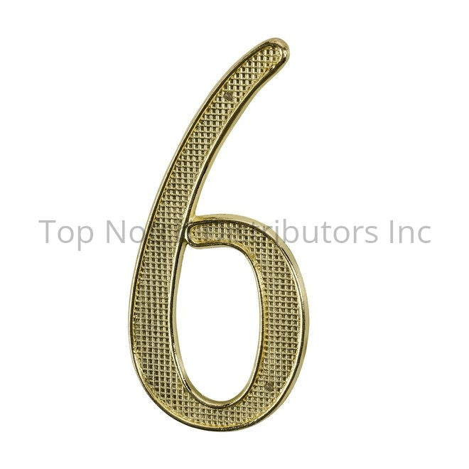 PAMEX DD07406PB 4" Zinc Nail On House Number # 6 Bright Brass Sparrow Supply