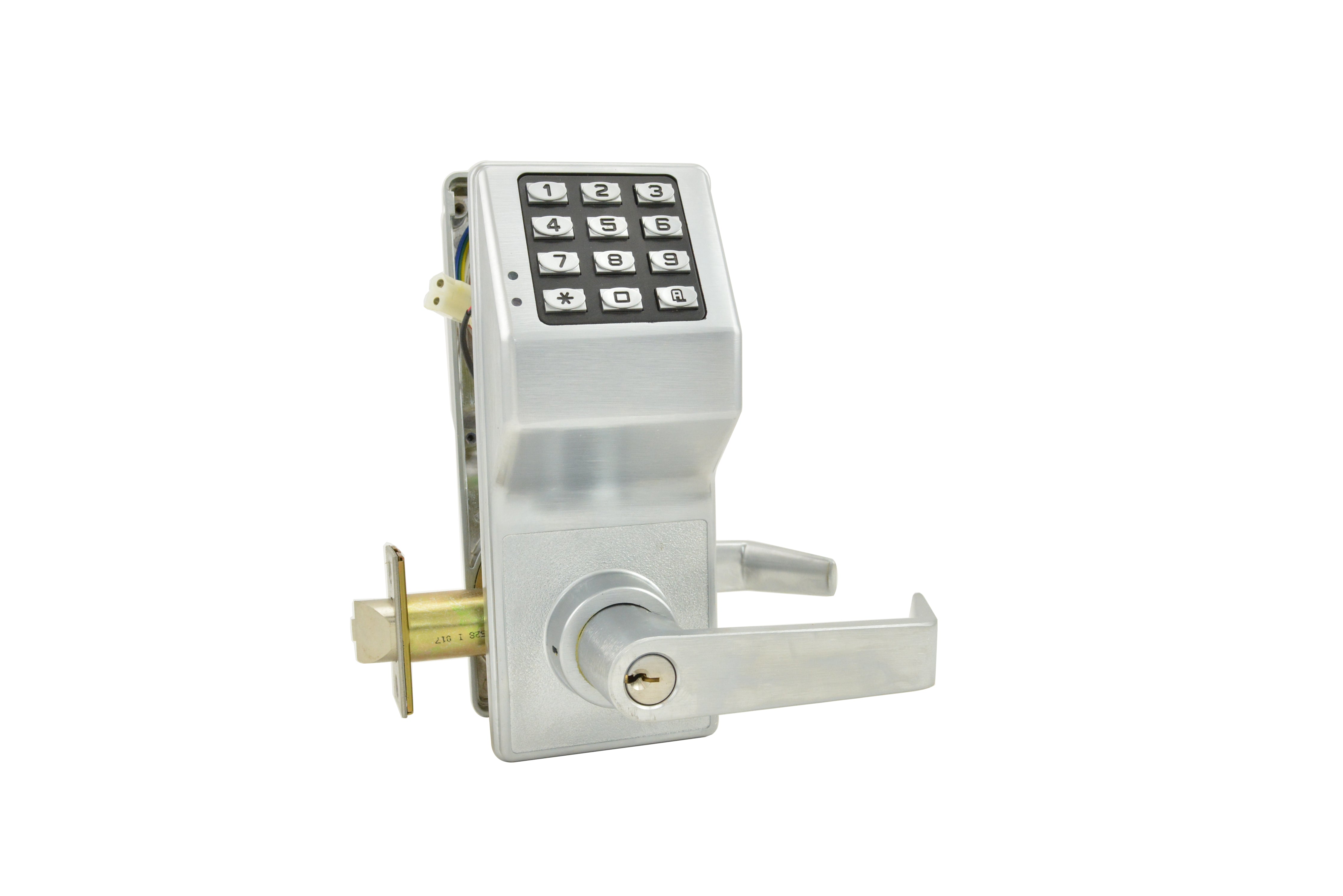 Alarm Lock DL2700LD26D Weather Resistant Trilogy Electronic Digital Lever Lock with Lock Down Satin Chrome Finish Sparrow Supply