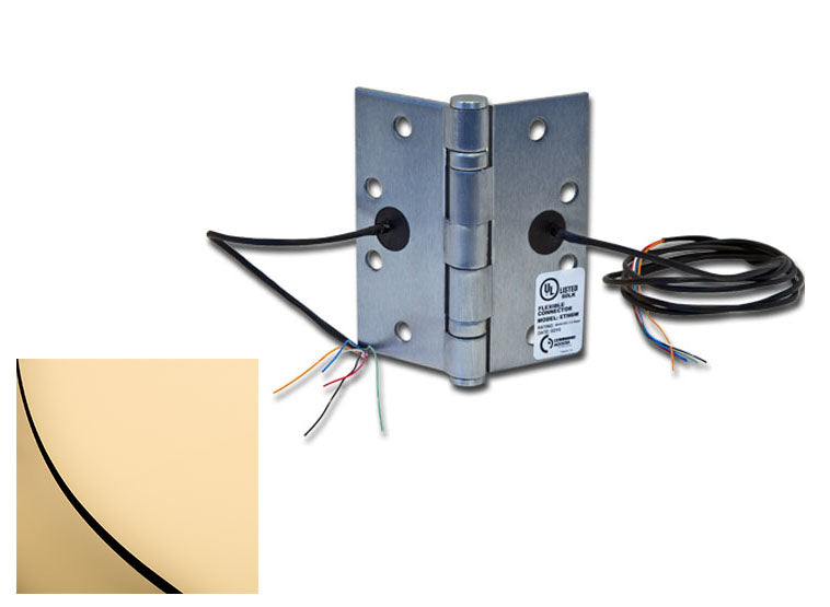 Command Access ETH4W4545605BB79 4-1/2" x 4-1/2" Electric 4 Wire BB1279 Steel Base Hinge US3 Bright Brass Finish Sparrow Supply