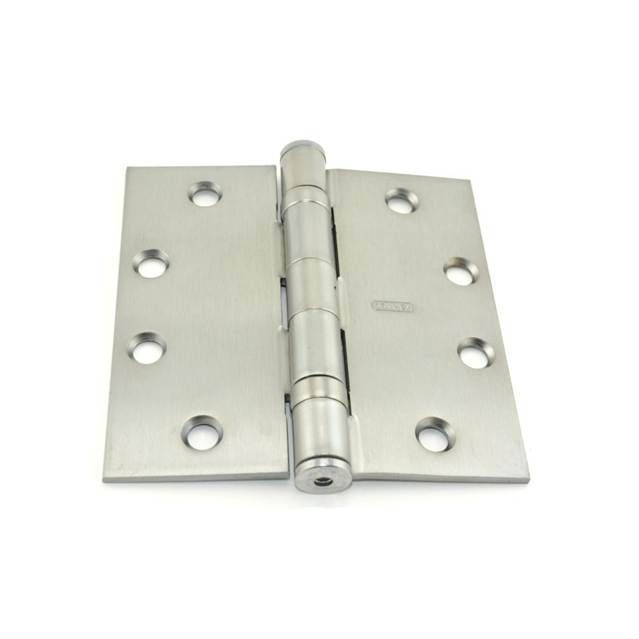 Best Hinges FBB17941226DNRP 4-1/2" x 4-1/2" Steel Full Mortise Ball Bearing Standard Weight Square Corner Hinge Non Removable Pin # 068853 Satin Chrome Finish Sparrow Supply