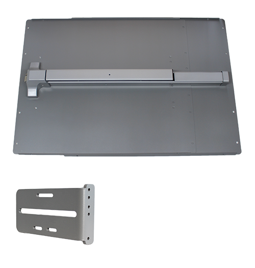 Lockey PS41S 24" Panic Shield, PB1100 Panic Bar, and PSSB Strike Bracket Silver Finish Sparrow Supply