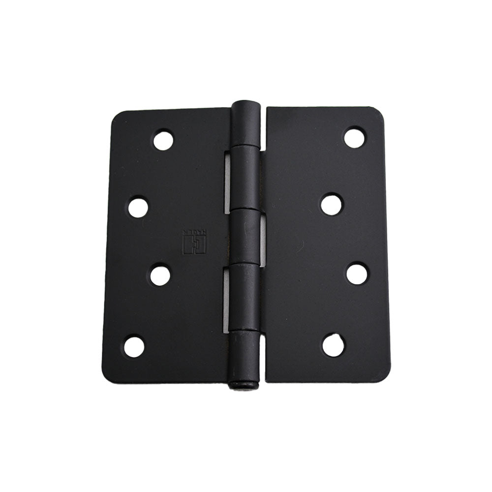 Hager RC174141DEA14 4" x 4" 1/4” Radius Full Mortise Residential Plain Bearing Hinge Dull Black Finish Sparrow Supply