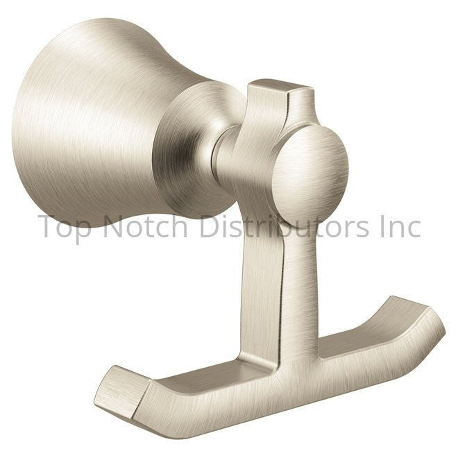 Moen YB0303BN Flara Double Robe Hook Brushed Nickel Sparrow Supply