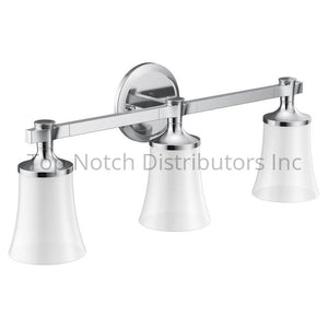 Moen YB0363CH Flara Three Globe Bath Light Bright Chrome Sparrow Supply
