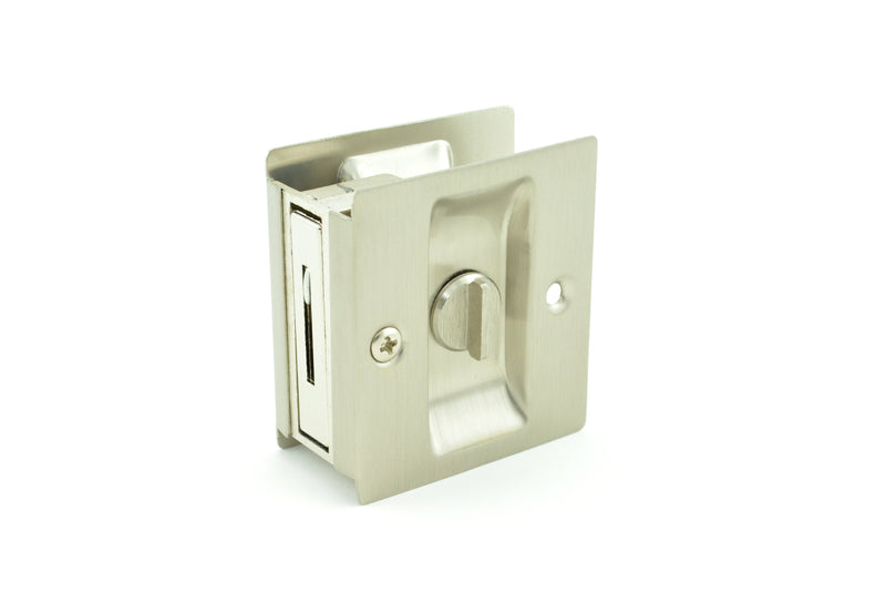 Trimco 1065619 Privacy Pocket Door Lock Square Cutout for 1-3/8" Thick Door Satin Nickel Finish Sparrow Supply