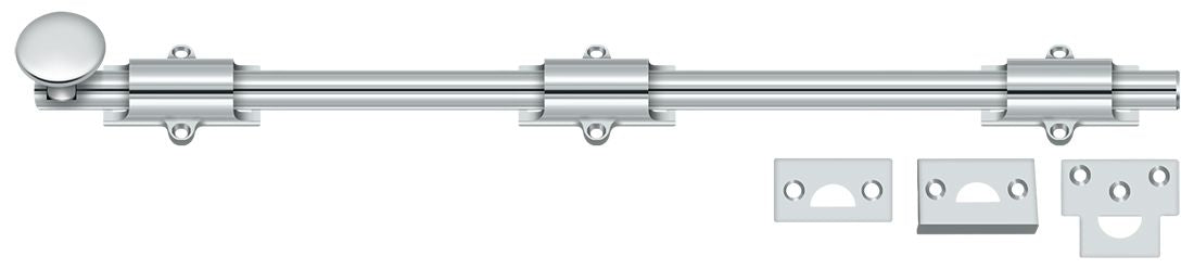 Deltana 18SB26 18" Surface Bolt; Heavy Duty; Bright Chrome Finish Sparrow Supply