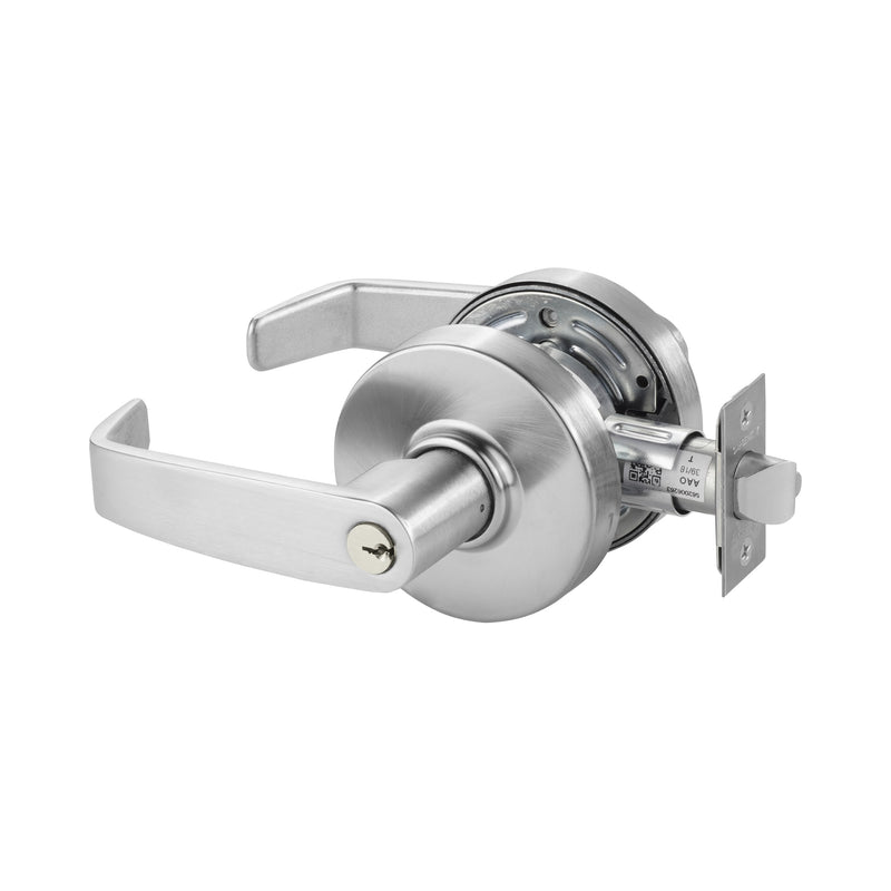 Sargent 287G37LL26D Classroom Cylindrical Lock Grade 2 with L Lever and L Rose with 2-3/4" Backset, ASA Strike, and LA Keyway Satin Chrome Finish Sparrow Supply