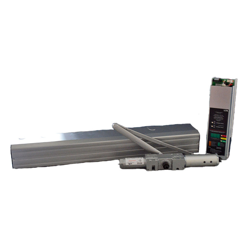 LCN 4642REGAL Regular Handicap Accessible Surface Mounted Top Jamb Push Side Adjustable 2-5 120V 120 Volt Automatic Operator with TBWMS 689 Aluminum Finish Sparrow Supply