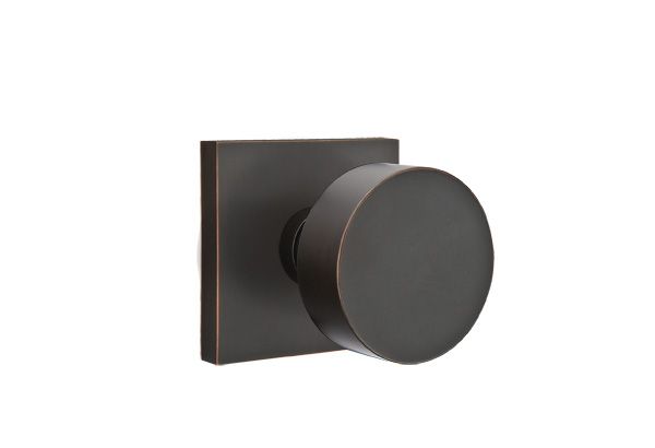 Emtek 5050ROUUS10B Round Knob Dummy Pair with Square Rose for 1-1/4" to 2" Door Oil Rubbed Bronze Finish Sparrow Supply