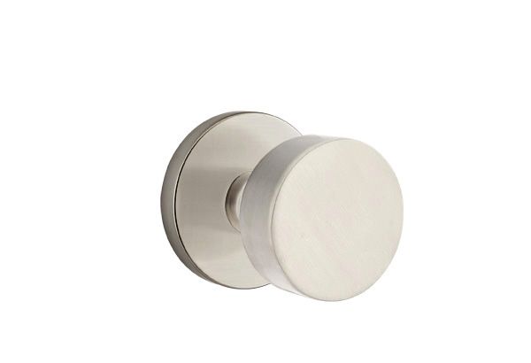 Emtek 5059ROUUS15 Round Knob Dummy Pair with Disk Rose for 1-1/4" to 2" Door Satin Nickel Finish Sparrow Supply