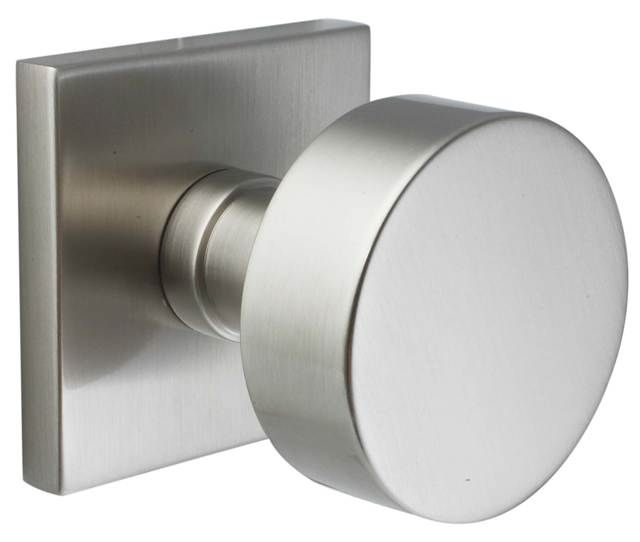Emtek 5110ROUUS15 Round Knob 2-3/8" Backset Passage with Square Rose for 1-1/4" to 2" Door Satin Nickel Finish Sparrow Supply