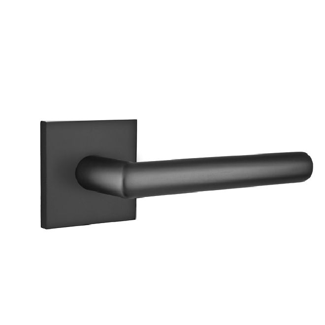Emtek 5110STUUS19LH Stuttgart Lever Left Hand 2-3/8" Backset Passage with Square Rose for 1-1/4" to 2" Door Flat Black Finish Sparrow Supply