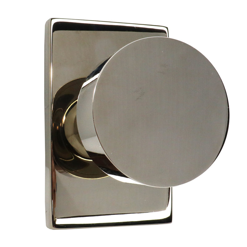 Emtek 5112ROUUS14 Round Knob 2-3/8" Backset Passage with Modern Rectangular Rose for 1-1/4" to 2" Door Polished Nickel Lifetime Finish Sparrow Supply