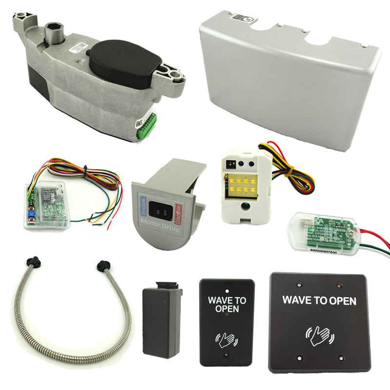 LCN 64403813WAL COMPACT Automatic Operator Module and Touchless Battery Powered Kit with Gearmotor Assembly, Cover, Wall Adapter, Door Loop, 30' of Copper Wire, and 8310-3813W Touchless RF Actuator Kit Aluminum Finish (4040XP Closer Required) Sparrow Supply