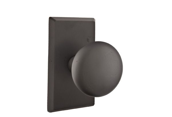 Emtek 7104WCFB Winchester Knob 2-3/8" Backset Passage with Style # 3 Rose for 1-3/8" to 2" Door Flat Black Bronze Finish Sparrow Supply