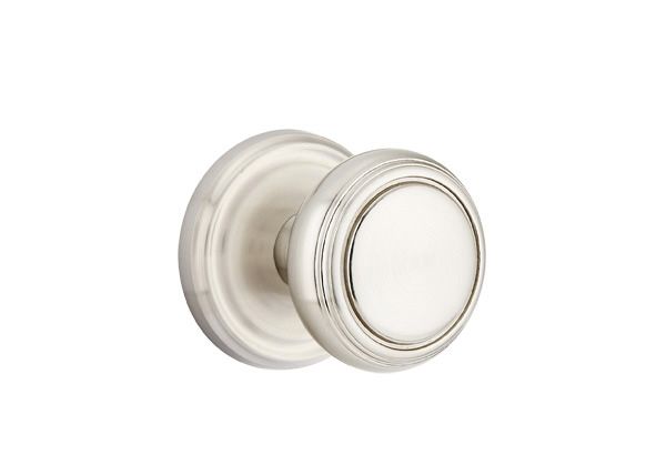 Emtek 8100NWUS15 Norwich Knob 2-3/8" Backset Passage with Regular Rose for 1-1/4" to 2" Door Satin Nickel Finish Sparrow Supply