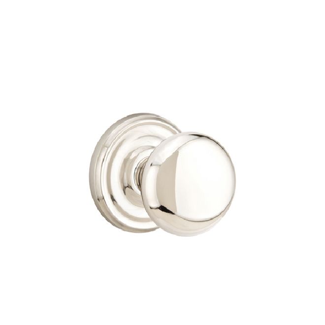 Emtek 8100PUS14 Providence Knob 2-3/8" Backset Passage with Regular Rose for 1-1/4" to 2" Door Polished Nickel Lifetime Finish Sparrow Supply