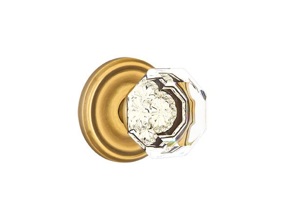 Emtek 8200OTUS7 Old Town Glass Knob 2-3/8" Backset Privacy with Regular Rose for 1-1/4" to 2" Door French Antique Brass Finish Sparrow Supply