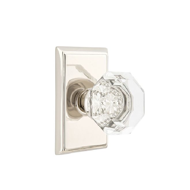Emtek 8221OTUS14 Old Town Glass Knob 2-3/8" Backset Privacy with Rectangular Rose for 1-1/4" to 2" Door Polished Nickel Lifetime Finish Sparrow Supply