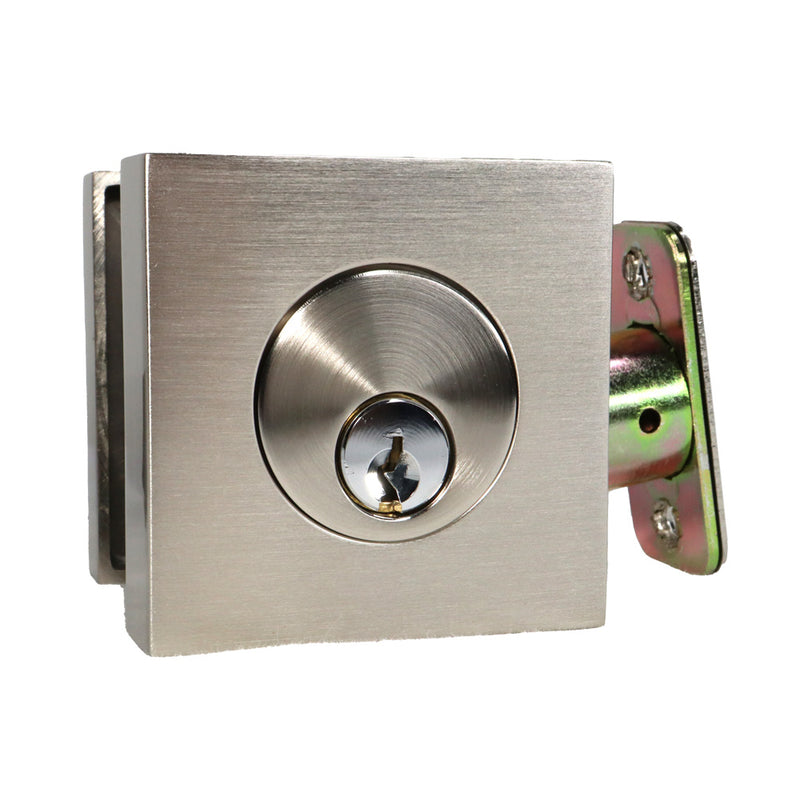 Emtek 8469US15.RLS Square Single Cylinder Deadbolt with Radius Latch Strike with 2-3/8" and 2-3/4" Backset for 1-3/4" Door Satin Nickel Finish Sparrow Supply