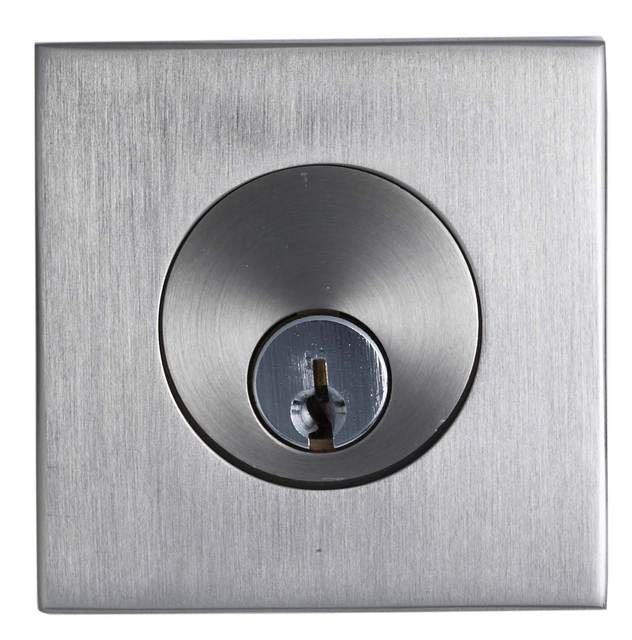 Emtek 8469US15 Square Single Cylinder Deadbolt with 2-3/8" and 2-3/4" Backset for 1-3/4" Door Satin Nickel Finish Sparrow Supply