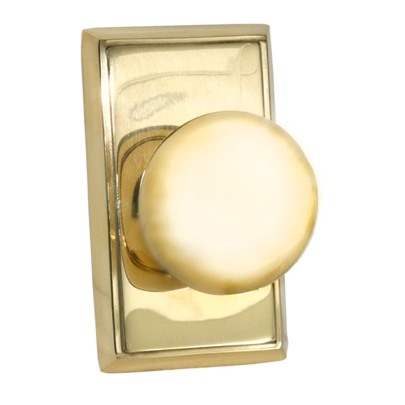 Emtek 8521PUS3NL Providence Knob Dummy Pair with Rectangular Rose for 1-1/4" to 2" Door Unlacquered Brass Finish Sparrow Supply
