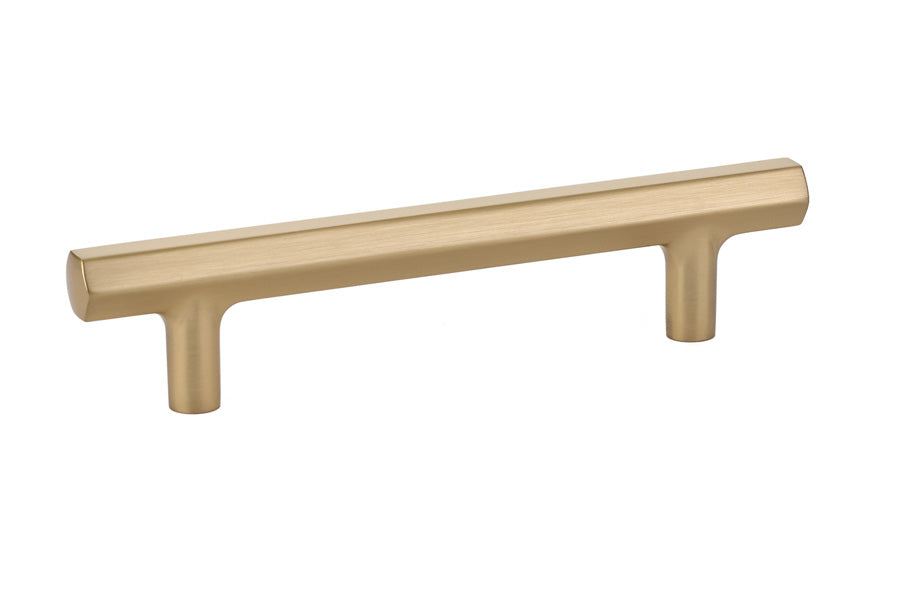Emtek 86460US4 Mod Hex Cabinet Pull with 4" Center to Center Satin Brass Finish Sparrow Supply