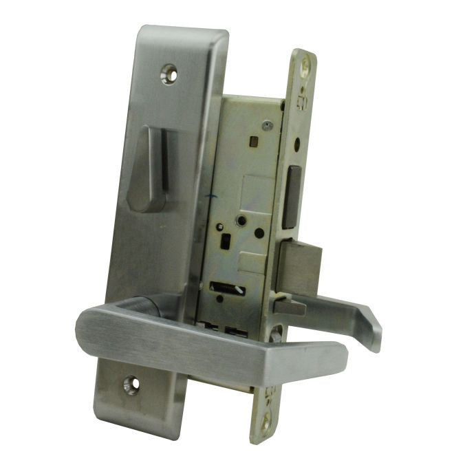 ASSA Abloy Accentra AUCN8847FL626LC Apartment Entry with Deadbolt Mortise Lock with Augusta Lever and Camden Escutcheon Less Cylinder with 2815 Curved Lip Strike Satin Chrome Finish Sparrow Supply