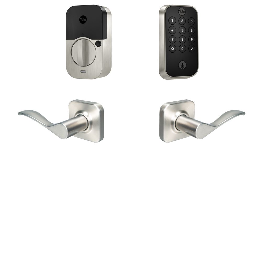 Yale Real Living BYRD410BLENW619 Yale Assure Lock 2 Bundle with Keypad Bluetooth Deadbolt, Norwood Lever Passage, and DoorSense US15 (619) Satin Nickel Finish Sparrow Supply
