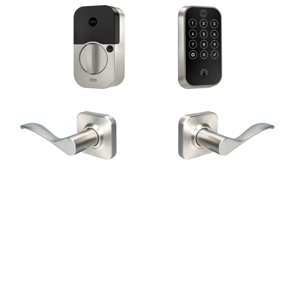 Yale Real Living BYRD420WF1NW619 Yale Assure Lock 2 Bundle with Touchscreen Wi Fi Deadbolt, Norwood Lever Passage, and DoorSense US15 (619) Satin Nickel Finish Sparrow Supply