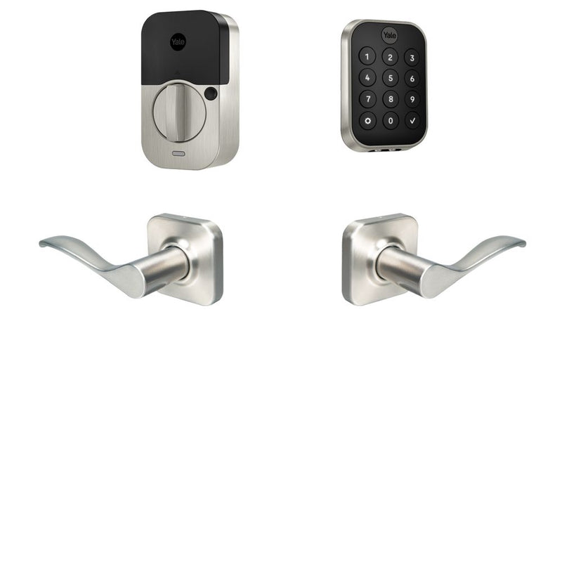 Yale BYRD450WF1NW619 Yale Assure Lock 2 Bundle with Key Free Touchscreen Wi Fi Deadbolt, Norwood Lever Passage, and DoorSense US15 (619) Satin Nickel Finish Sparrow Supply