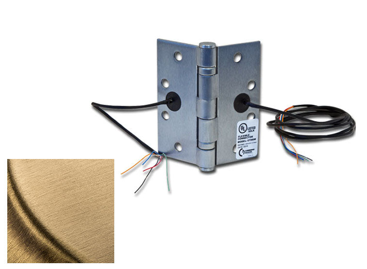 Command Access ETH4W4545606BB79 4-1/2" x 4-1/2" Electric 4 Wire BB1279 Steel Base Hinge US4 Satin Brass Finish Sparrow Supply