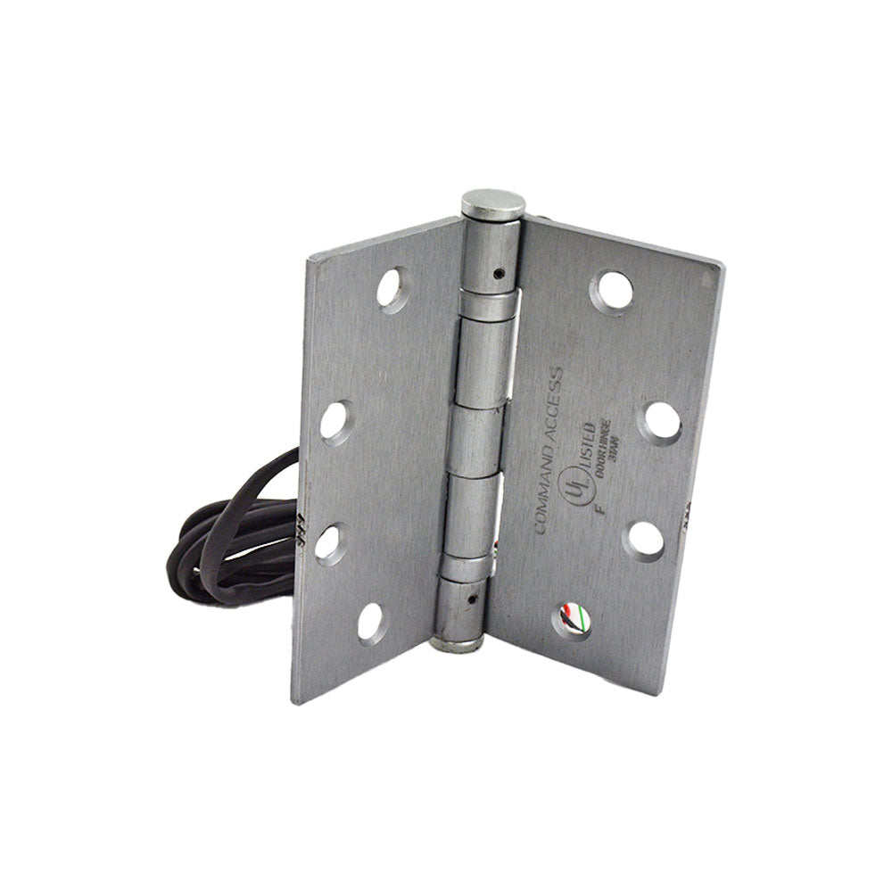 Command Access ETH4WH4545626BB79 4-1/2" x 4-1/2" Electric 4 Wire Hinge with 18GA and 26GA Heavy Gauge Wires BB1279 Steel Base US26D Satin Chrome Finish Sparrow Supply