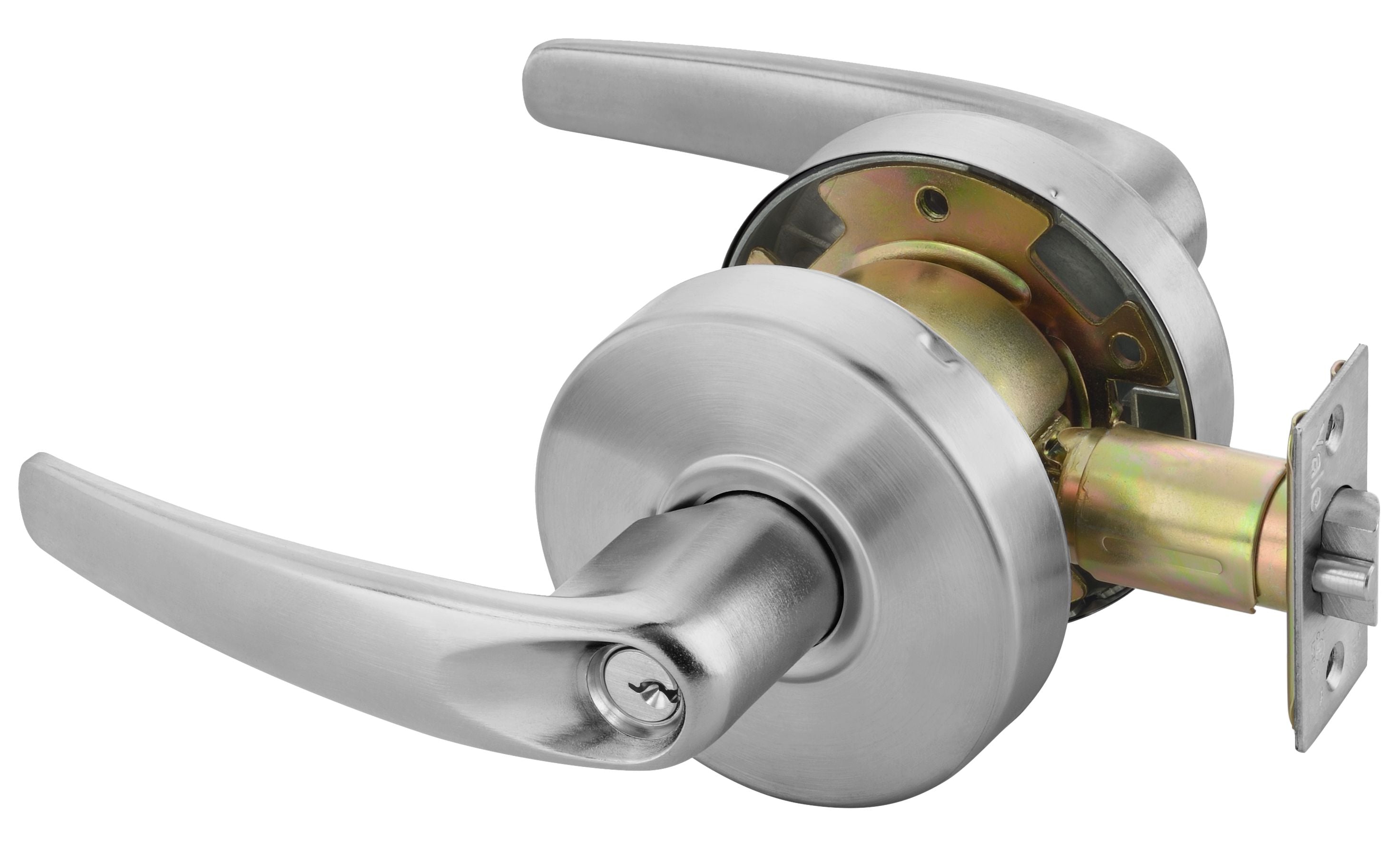 Yale Commercial MO4605LN626 Storeroom Monroe Lever Grade 2 Cylindrical Lock with Para Keyway, MCD234 Latch, and 497-114 Strike US26D (626) Satin Chrome Finish Sparrow Supply
