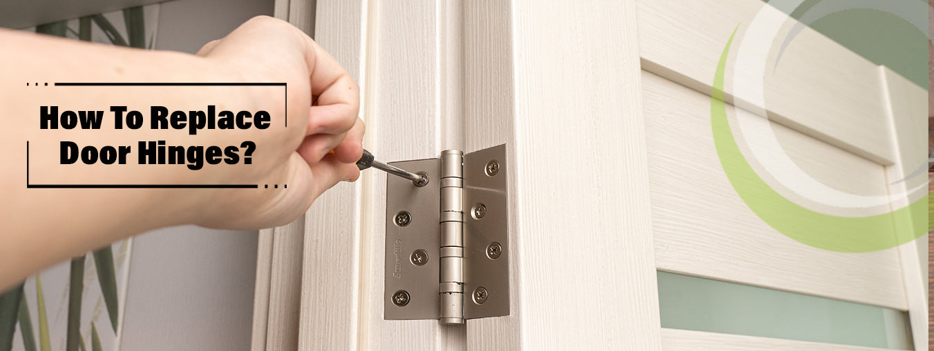 Replacing a door hinge with a screwdriver.